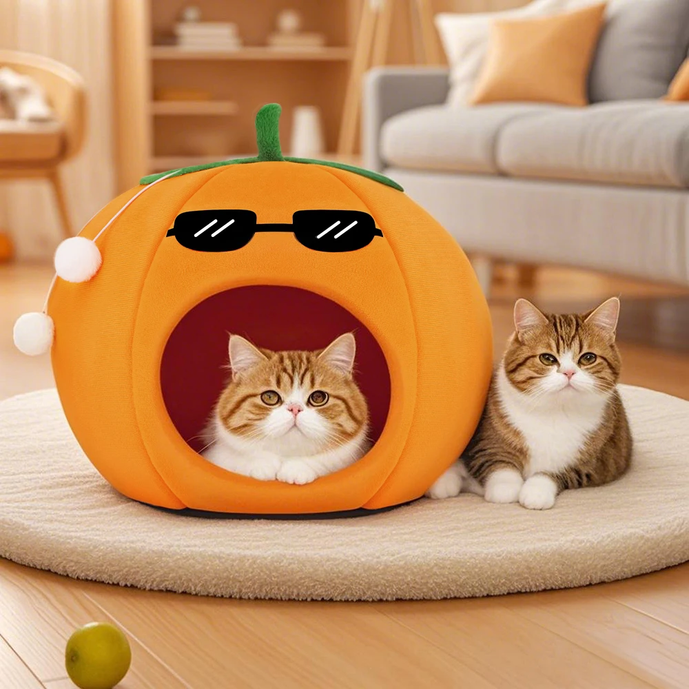 Orange cat bed cute pet cat bed suitable for cats and dogs to keep warm semi-enclosed cat sleeping for all seasons
Orange cat bed cute pet cat bed suitable for cats and dogs to keep warm semi-enclosed cat sleeping for all seasons