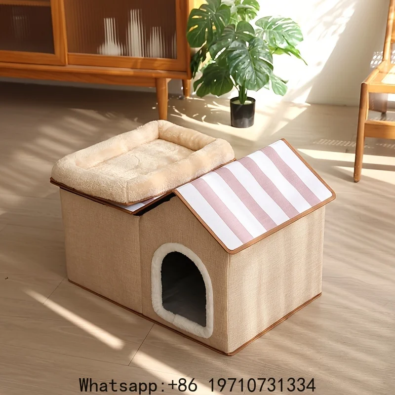 2-in-1 Cat House with Removable Bed - Large All-Season Warm Pet Villa for Indoor & Outdoor Use, Cozy Durable Cat Furniture
2-in-1 Cat House with Removable Bed - Large All-Season Warm Pet Villa for Indoor & Outdoor Use, Cozy Durable Cat Furniture
