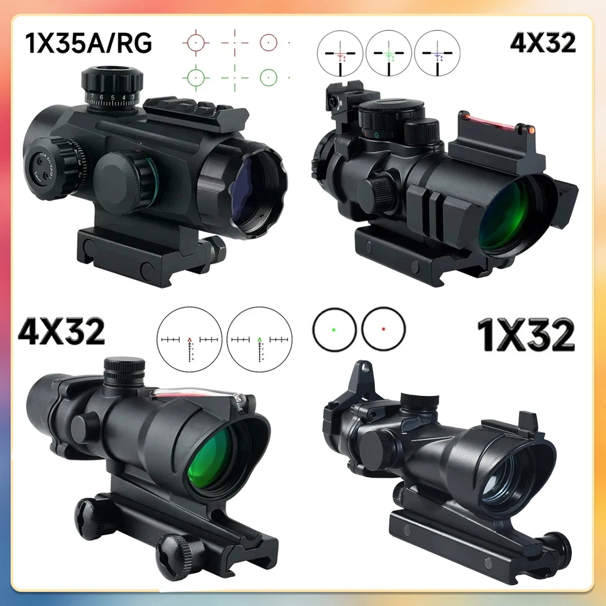 1x32/1x35 Red Dot Sight Reflex Optical Sight 4x32 Fiber Tactical Optics Airsoft Scopes Compact Outdoor Hunting Riflescope
1x32/1x35 Red Dot Sight Reflex Optical Sight 4x32 Fiber Tactical Optics Airsoft Scopes Compact Outdoor Hunting Riflescope