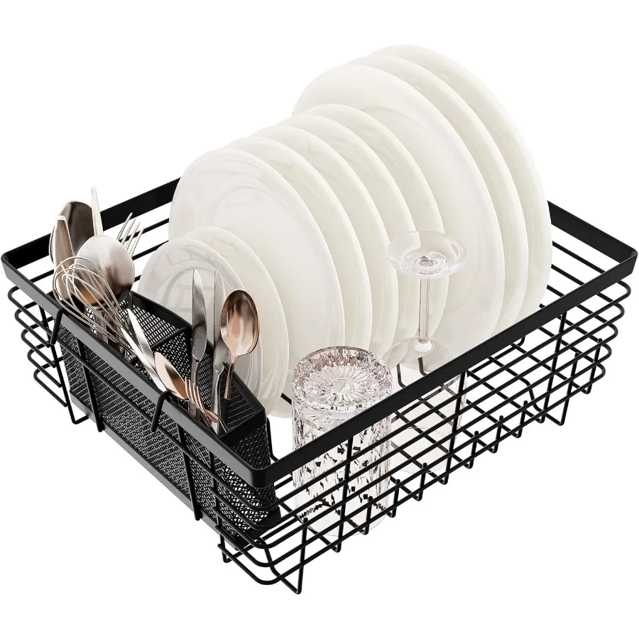 Kitchen Dish Drying Rack Metal Dish Drainer with FullMesh Silverware Utensils Basket Holder Black
Kitchen Dish Drying Rack Metal Dish Drainer with FullMesh Silverware Utensils Basket Holder Black