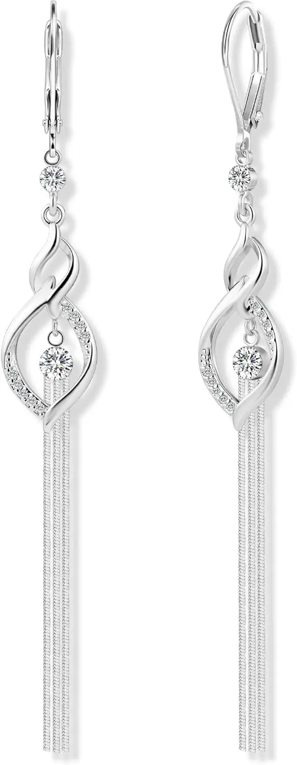 Women's Long Silver Earrings, 925 Silver Pearl Pendant Earrings, Elegant, Lightweight
Women's Long Silver Earrings, 925 Silver Pearl Pendant Earrings, Elegant, Lightweight