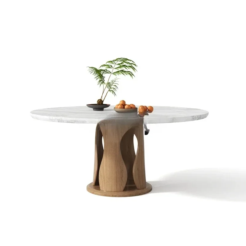 Natural marble round dining table round dining table and chair combination 1.6 meters 
Natural marble round dining table round dining table and chair combination 1.6 meters