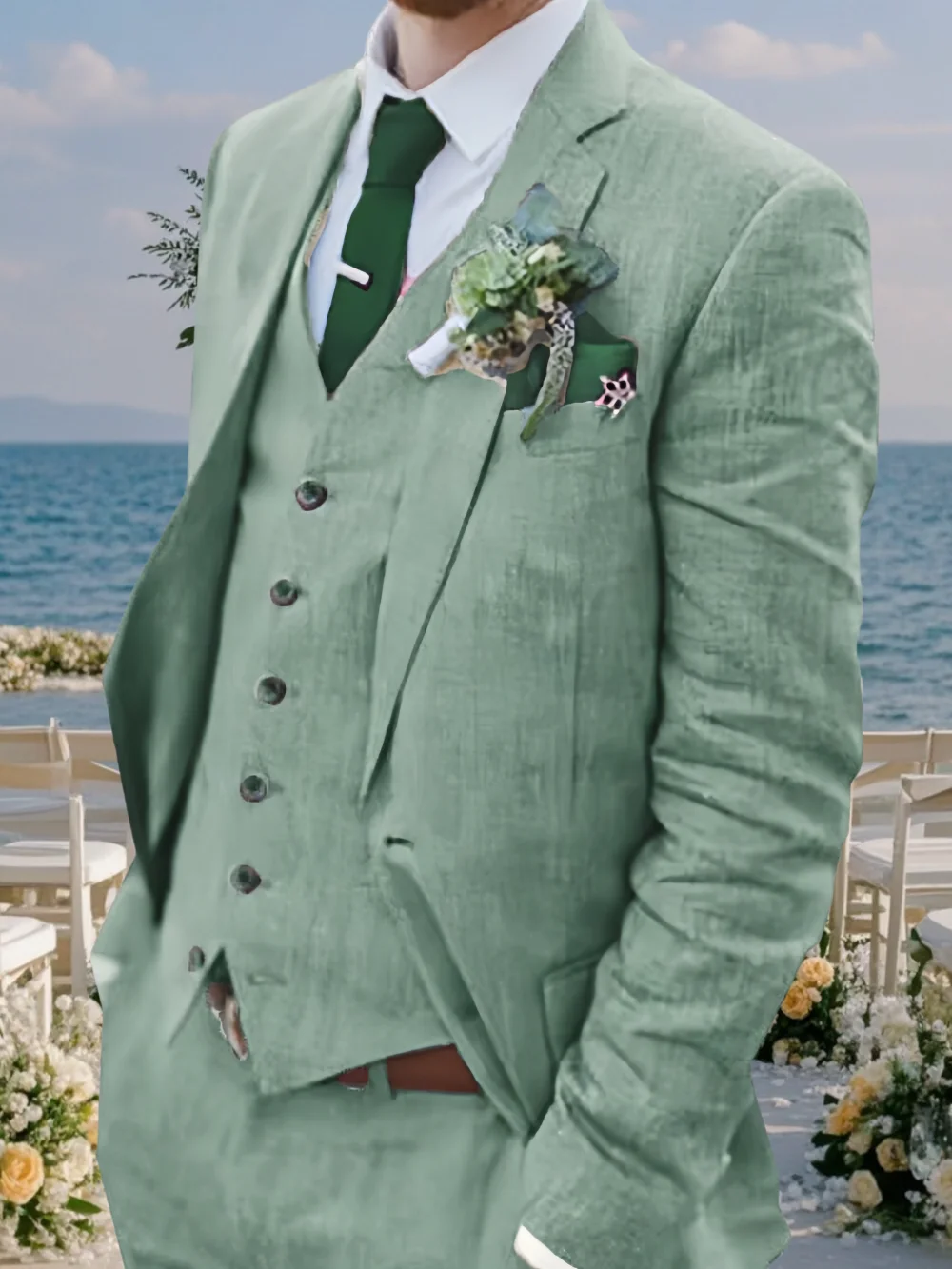 High-End Retro Linen Men Suit Beach Wedding Suit Summer Slim Fit 3 Pieces Light Weight Linen Suit Jacket Vest Pant
High-End Retro Linen Men Suit Beach Wedding Suit Summer Slim Fit 3 Pieces Light Weight Linen Suit Jacket Vest Pant