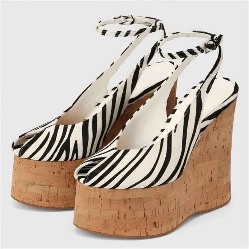2026 Women Round Toe Zebra Stripe Wedge Shoes for Woman's Sexy Ankle Buckle Platform High Heels Shoes Summer Ladies Party Shoes
2026 Women Round Toe Zebra Stripe Wedge Shoes for Woman's Sexy Ankle Buckle Platform High Heels Shoes Summer Ladies Party Shoes