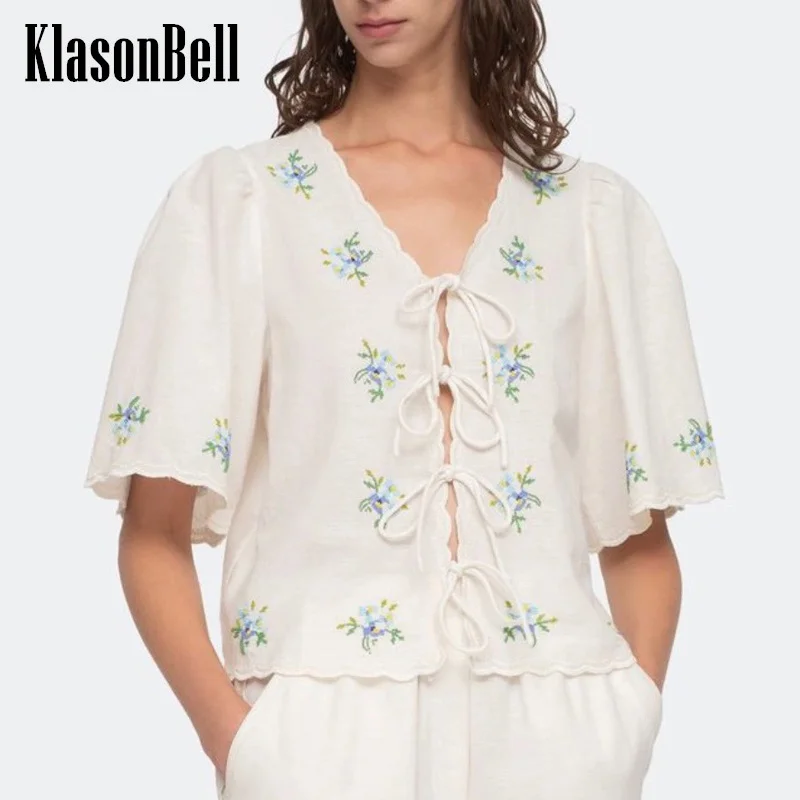 6.28 KlasonBell Women Hand Beading Embroidery Flower Lace-up Shirt Beach Holiday Linen Comfortable Short Sleeve Blouse Women
6.28 KlasonBell Women Hand Beading Embroidery Flower Lace-up Shirt Beach Holiday Linen Comfortable Short Sleeve Blouse Women