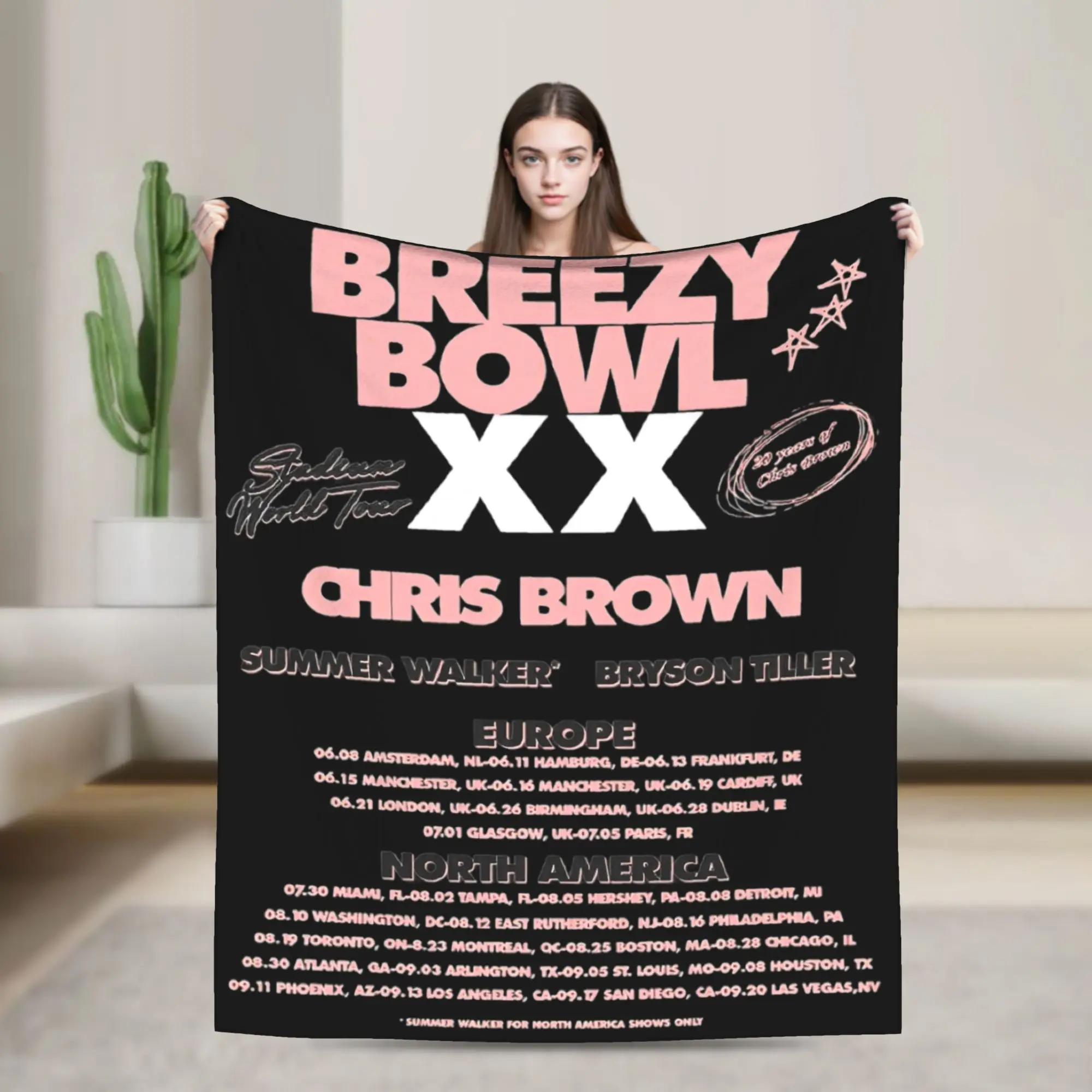 Chris Brown Breezy Bowl XX Tour 2025 Printed Blanket For Men Women Super Soft Cozy Throw Blankets for Bed Multiple Sizes
Chris Brown Breezy Bowl XX Tour 2025 Printed Blanket For Men Women Super Soft Cozy Throw Blankets for Bed Multiple Sizes