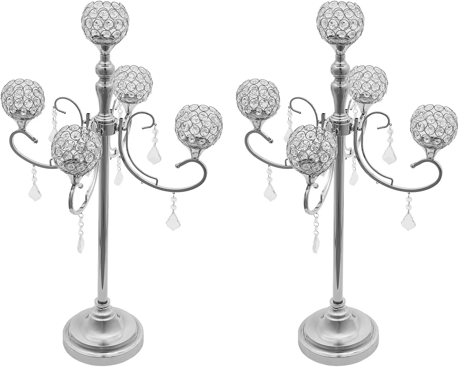 2 Pack 5-Arm Crystal Candelabra Centerpiece with Pendants and Anti-Slip Pad, 33.8in Freestanding Candle Holder Centerpiece for H
2 Pack 5-Arm Crystal Candelabra Centerpiece with Pendants and Anti-Slip Pad, 33.8in Freestanding Candle Holder Centerpiece for H