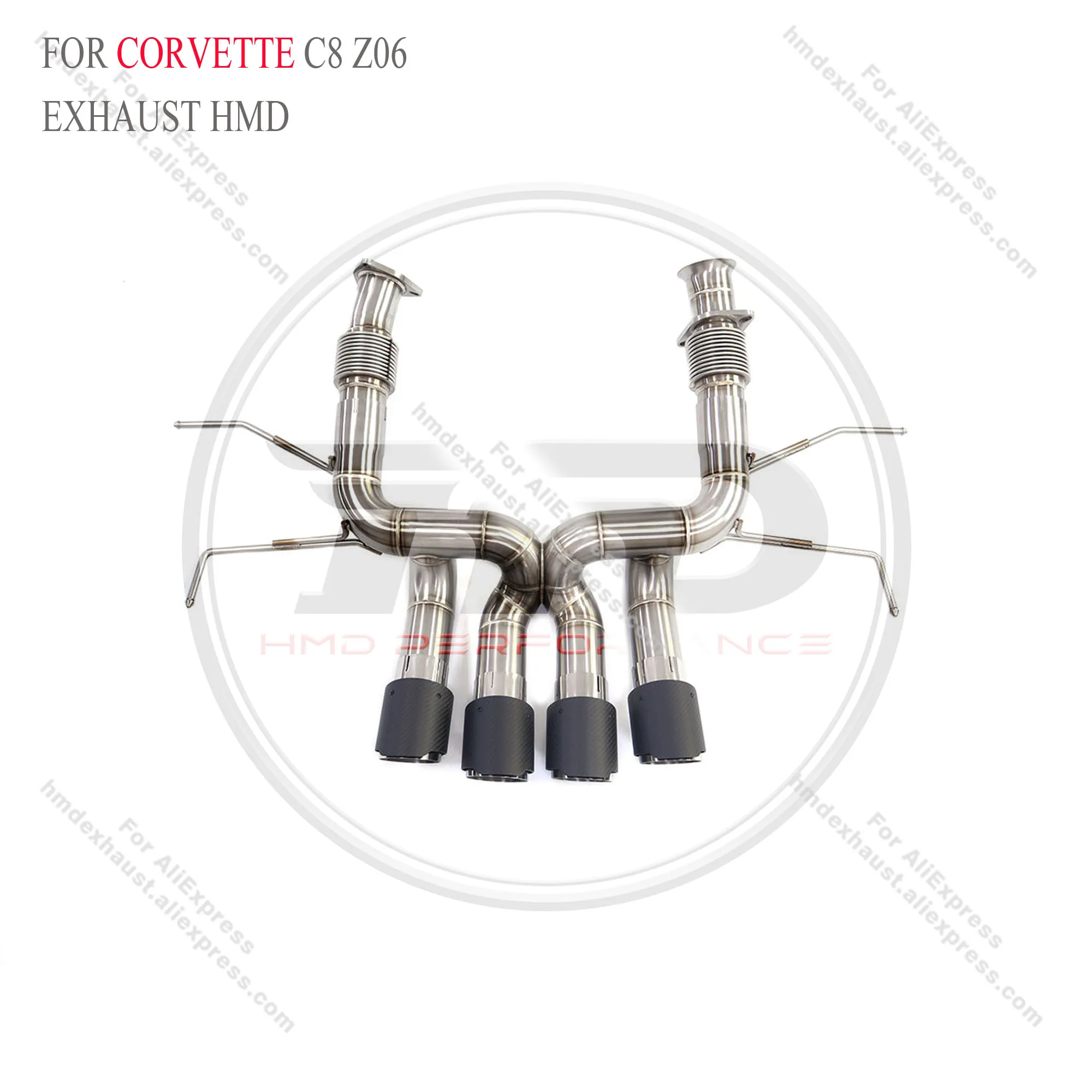 HMD Exhaust System Stainless Steel Performance Catback for Corvette C8 Z06 Muffler Without Valve with carbon fiber tips
HMD Exhaust System Stainless Steel Performance Catback for Corvette C8 Z06 Muffler Without Valve with carbon fiber tips