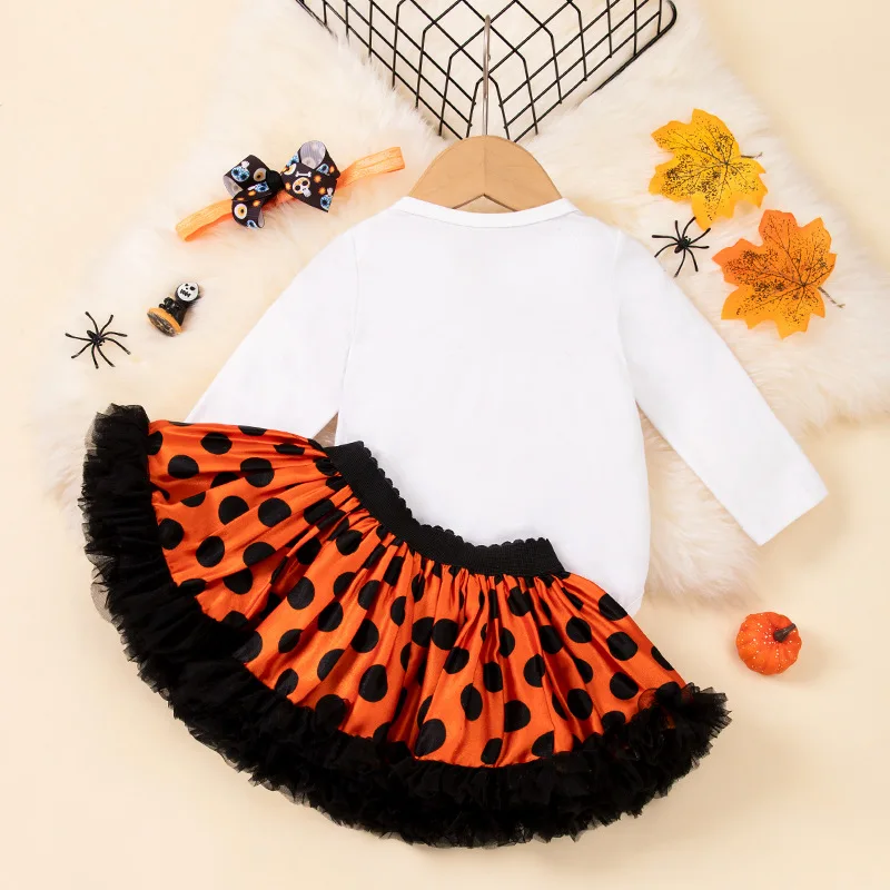 Halloween Girls' Clothing Baby Wholesale Printed Pumpkin Skull Long Sleeve Romper Skirt Hair Accessories Set
Halloween Girls' Clothing Baby Wholesale Printed Pumpkin Skull Long Sleeve Romper Skirt Hair Accessories Set