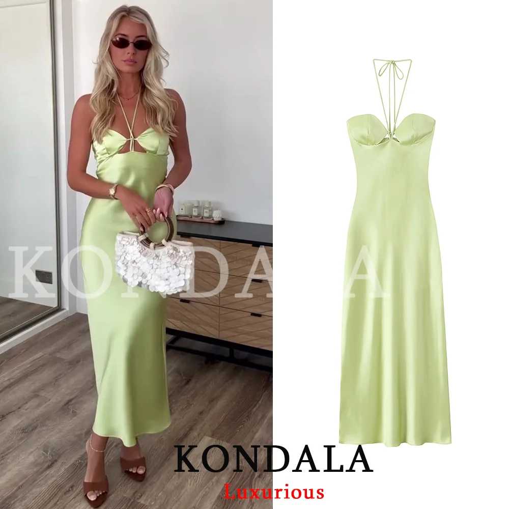 KONDALA Holiday Chic Women Long Dress Halter Backless Green Satin Straight Slim Dress Fashion 2026 Summer Beach Night Out Dress
KONDALA Holiday Chic Women Long Dress Halter Backless Green Satin Straight Slim Dress Fashion 2026 Summer Beach Night Out Dress