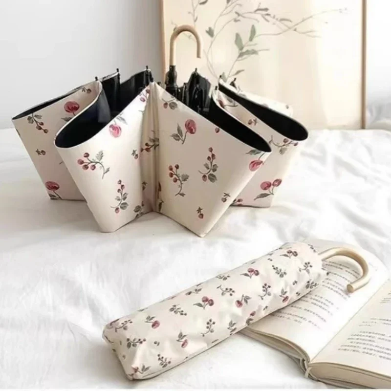 Curved Umbrella 3 Fold Sunny Rain Dual-Purpose Curved Handle Gold Hook Anti-Uv Folding Umbrellas Female Sun Protection Umbrella
Curved Umbrella 3 Fold Sunny Rain Dual-Purpose Curved Handle Gold Hook Anti-Uv Folding Umbrellas Female Sun Protection Umbrella