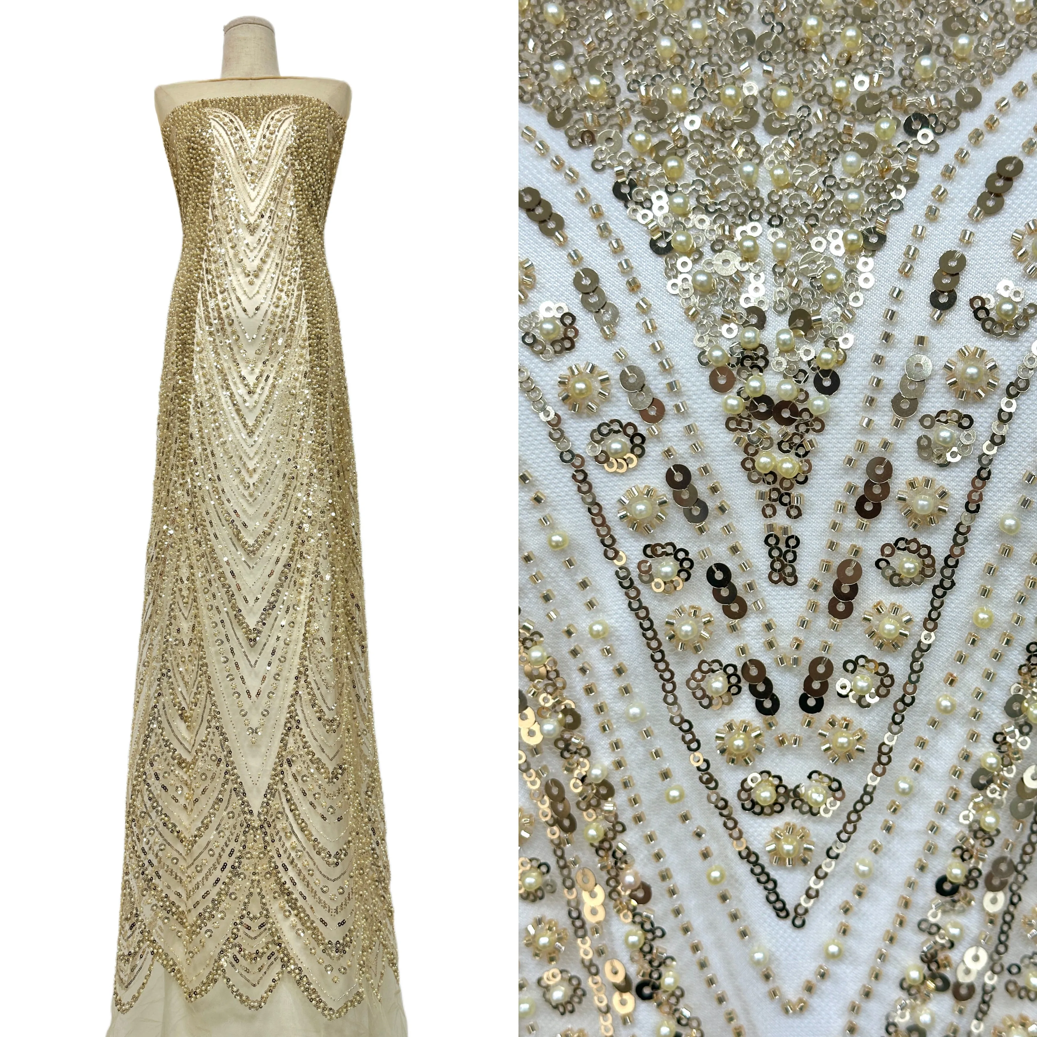 5 Yards Nigerian Style European Bridal Tulle Fabric with Sequins Bead for Wedding Dress Party Lace Luxury French
5 Yards Nigerian Style European Bridal Tulle Fabric with Sequins Bead for Wedding Dress Party Lace Luxury French