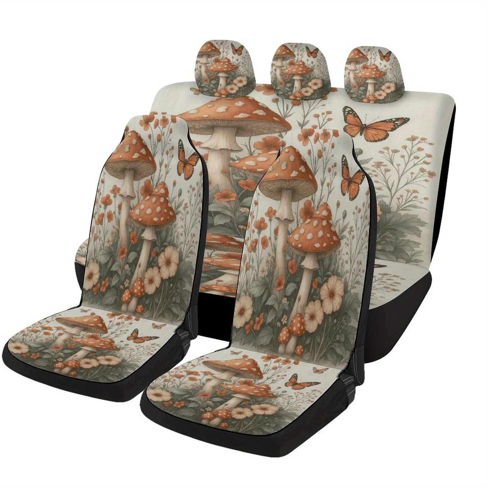 Mushroom Garden Designed Car Seat Cover Set For Most Cars, Trendy Novelty High-quality Car Seat Protector Covers Full Set, Unive
Mushroom Garden Designed Car Seat Cover Set For Most Cars, Trendy Novelty High-quality Car Seat Protector Covers Full Set, Unive