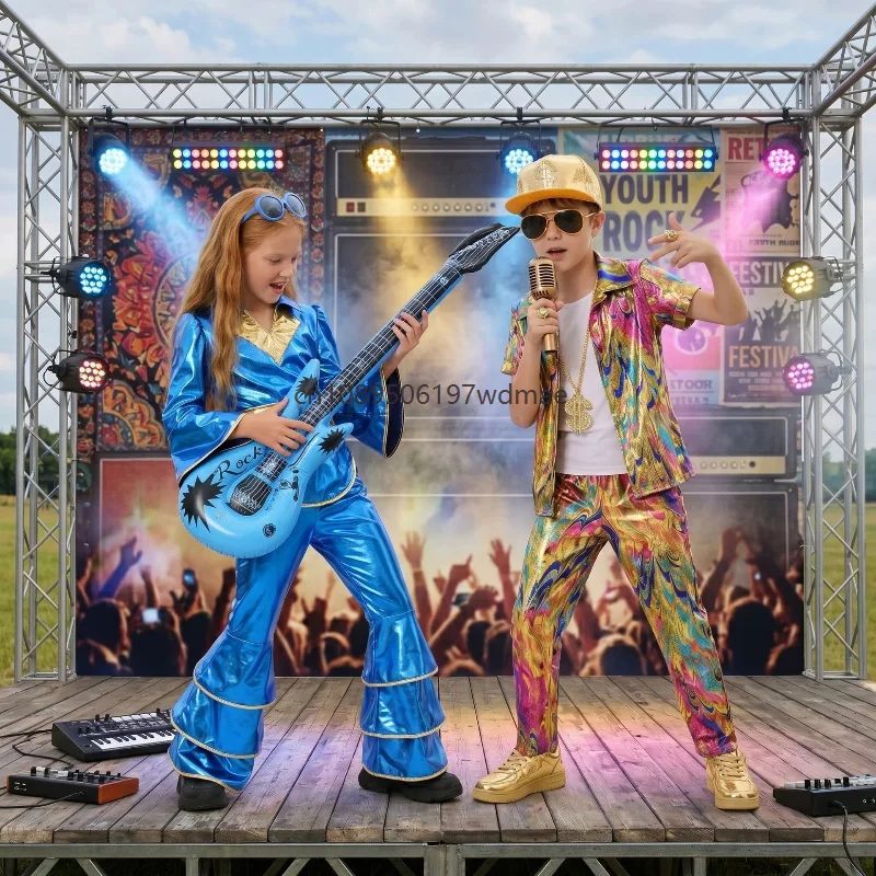 Enfant 70s Disco Costume Mädchen Junge Retro Shiny Rock Star Suit Hippie Singer Cosplay for Carnival Party Stage Performance New
Enfant 70s Disco Costume Mädchen Junge Retro Shiny Rock Star Suit Hippie Singer Cosplay for Carnival Party Stage Performance New