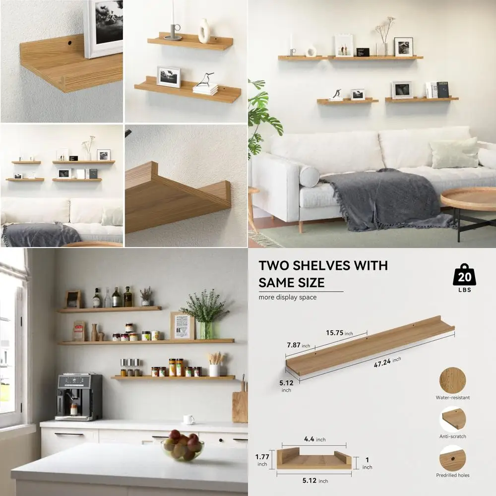 47.2 Rustic Floating Shelves Set - Wall Mount for Bedroom, Nursery, Living Room, and Kitchen - Oak Finish
47.2 Rustic Floating Shelves Set - Wall Mount for Bedroom, Nursery, Living Room, and Kitchen - Oak Finish