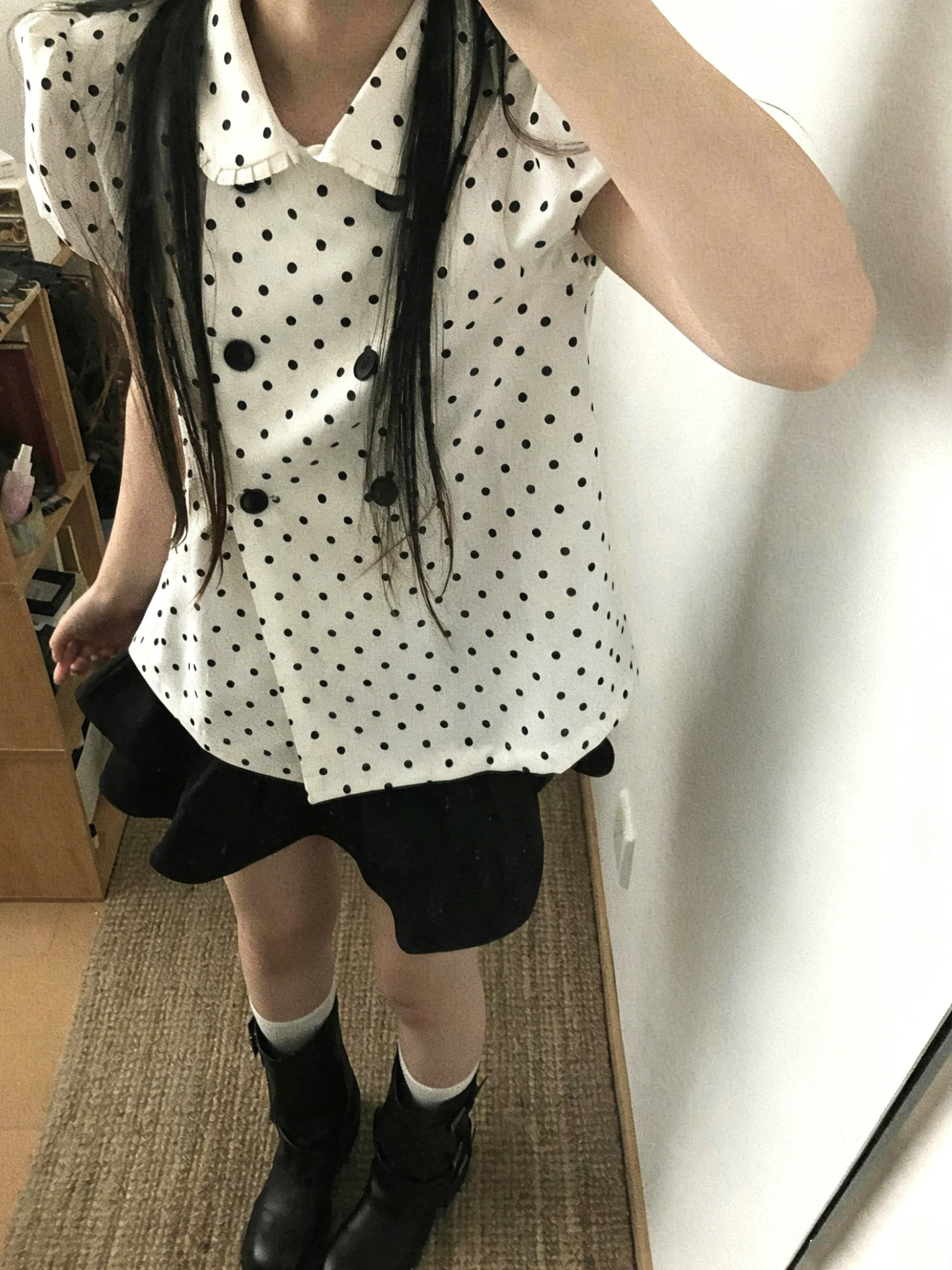 Sweet Polka Dot Doll Collar Women's Shirt Summer Beautiful Two-Piece Set School Style Slimming Small Size Fashionable Ensemble
Sweet Polka Dot Doll Collar Women's Shirt Summer Beautiful Two-Piece Set School Style Slimming Small Size Fashionable Ensemble