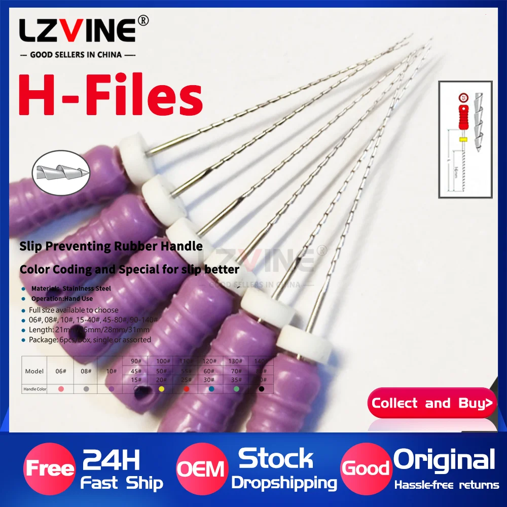 6Pcs/Pack 06# 08# Dental Stainless Steel Hand Use H-Files 31/25mm Endodontic Root Canal Files Dentist Tools K Reamer Files 15-40
6Pcs/Pack 06# 08# Dental Stainless Steel Hand Use H-Files 31/25mm Endodontic Root Canal Files Dentist Tools K Reamer Files 15-40