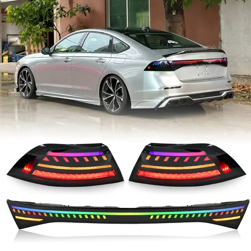 Для Honda Accord 2023-2025 RGB светодиодные задние фонари, комплект из 3 предметов с последовательным фонарем багажника, дымчатая отделка
Для Honda Accord 2023-2025 RGB светодиодные задние фонари, комплект из 3 предметов с последовательным фонарем багажника, дымчатая отделка