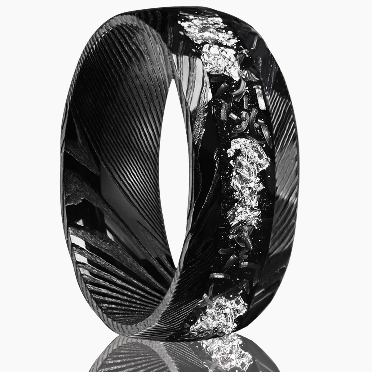 8mm Black Damascus Steel Ring Silvery Foil Inlay Men's Wedding Band Ring for Everyday Wedding Party for Everyday Wedding Party
8mm Black Damascus Steel Ring Silvery Foil Inlay Men's Wedding Band Ring for Everyday Wedding Party for Everyday Wedding Party