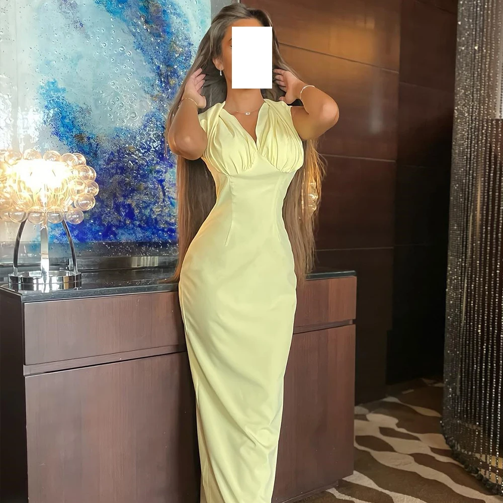 Elegant Party Dresses Woman 2024 Sleeveless Straight Solid Yellow Floor Length Pleats Jersey Dresses For Formal Occasions
Elegant Party Dresses Woman 2024 Sleeveless Straight Solid Yellow Floor Length Pleats Jersey Dresses For Formal Occasions
