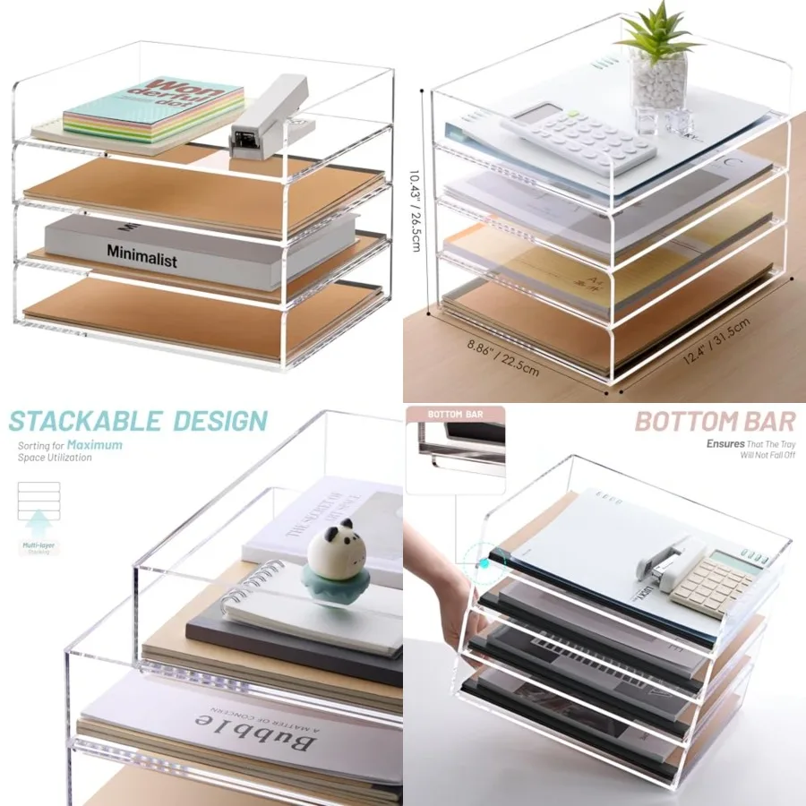 Acrylic Stackable Letter Tray Clear Desk Paper Organizer 4-Tier Desk File Organizer Paper Sorter Holder Document Shelf Tray for
Acrylic Stackable Letter Tray Clear Desk Paper Organizer 4-Tier Desk File Organizer Paper Sorter Holder Document Shelf Tray for