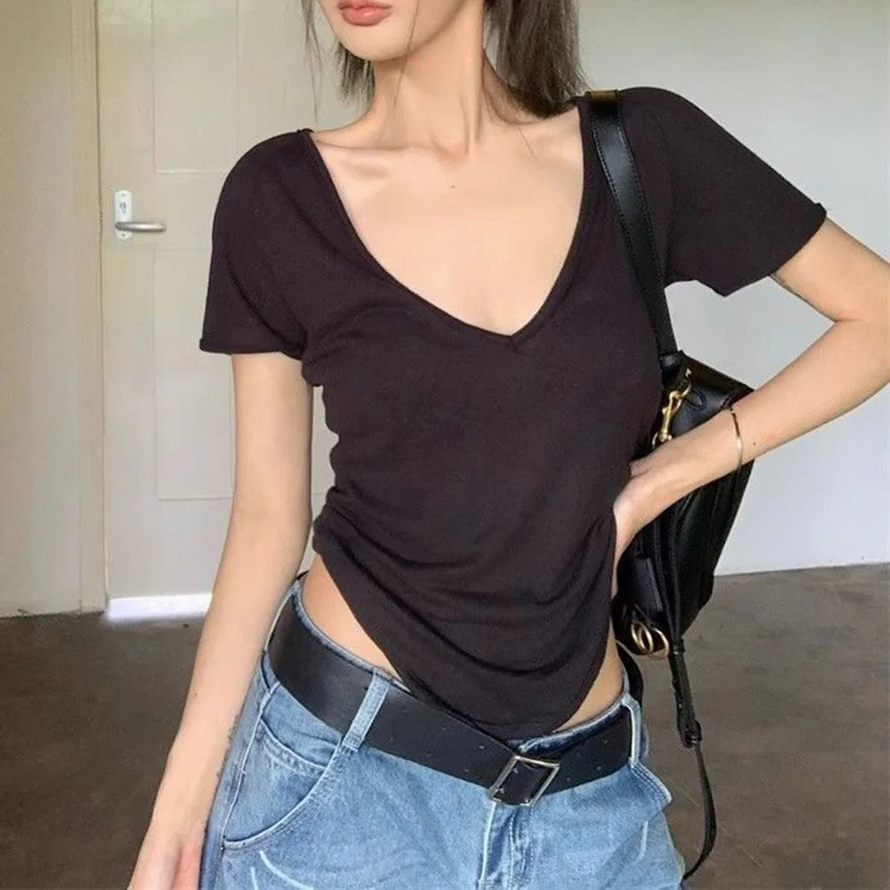 Casual V Neck Short Sleeve Top for Women Soft Material with a Slightly Transparent Style Perfect for Any Occasion
Casual V Neck Short Sleeve Top for Women Soft Material with a Slightly Transparent Style Perfect for Any Occasion