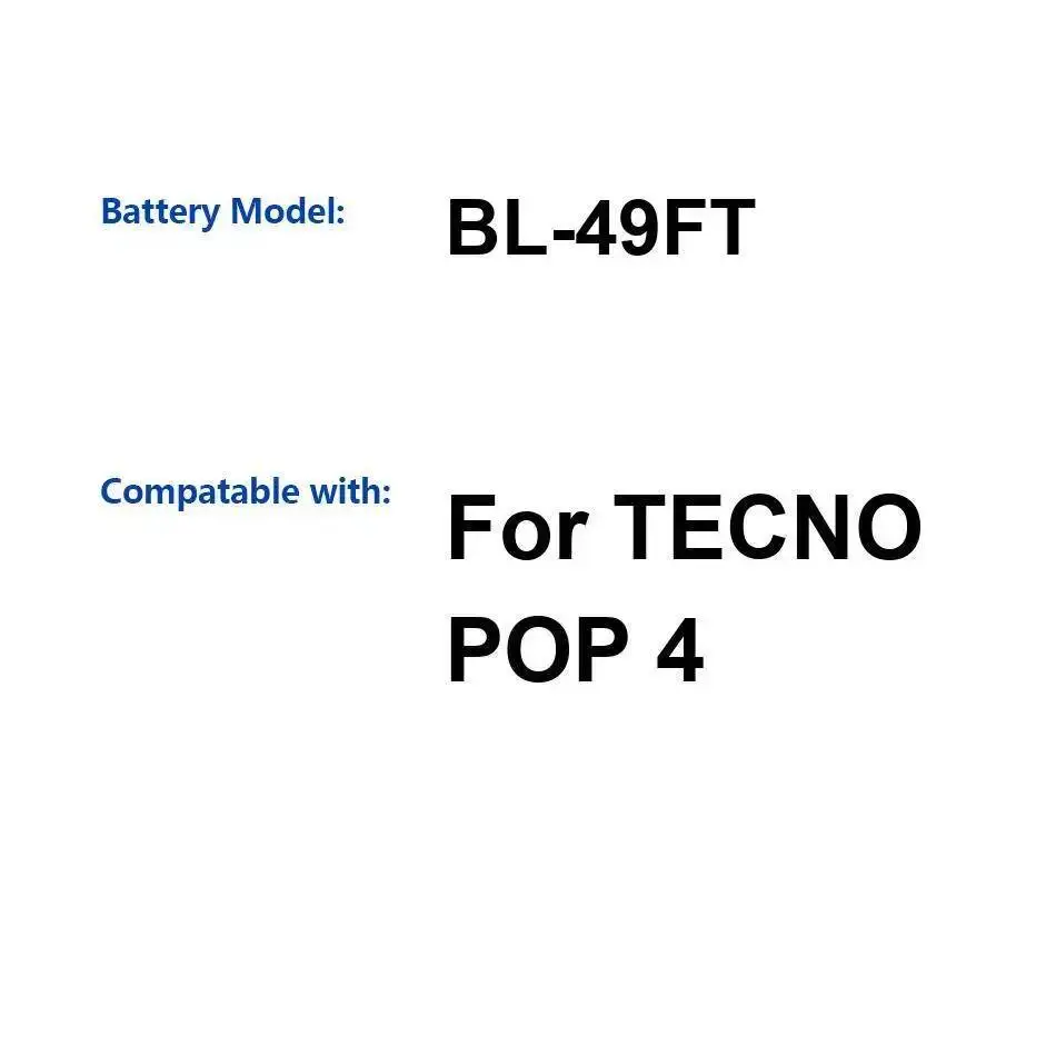 5000 мАч BL-49FT для аккумулятора мобильного телефона Tecno Pop 4, долговечный, надежный источник питания
5000 мАч BL-49FT для аккумулятора мобильного телефона Tecno Pop 4, долговечный, надежный источник питания