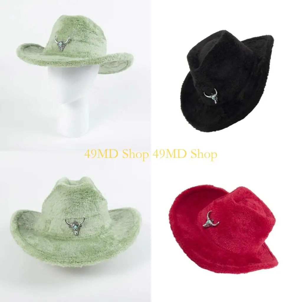 49MD Elegant Furry Homburg Top Hat Plush Cowboy Costume for Outdoor Gatherings
49MD Elegant Furry Homburg Top Hat Plush Cowboy Costume for Outdoor Gatherings