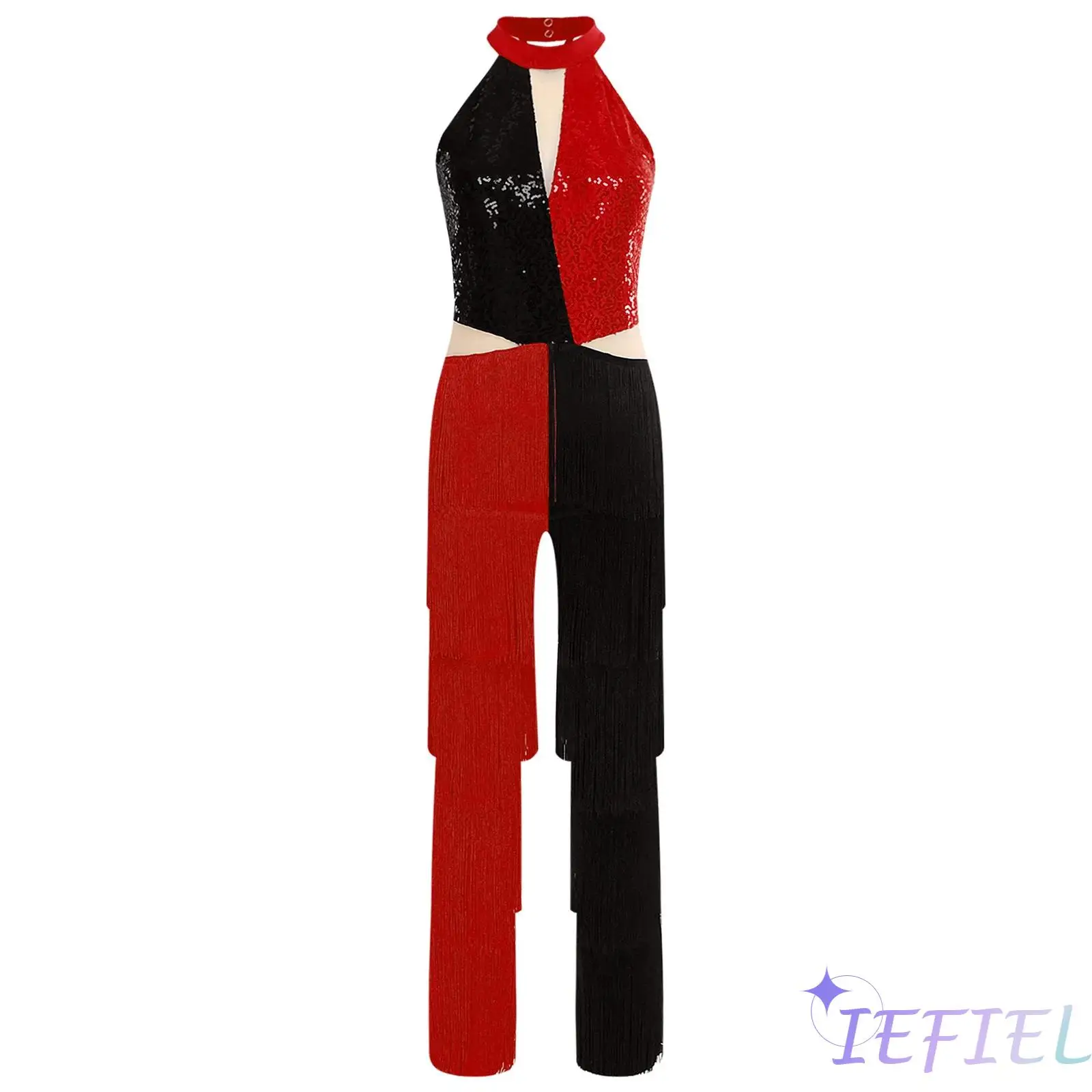 Womens Shiny Sequin One-Piece Jumpsuit 70 80s Disco Vibe with Fringe Latin Dancewear Club Outfit Halloween Party Prom Costume
Womens Shiny Sequin One-Piece Jumpsuit 70 80s Disco Vibe with Fringe Latin Dancewear Club Outfit Halloween Party Prom Costume