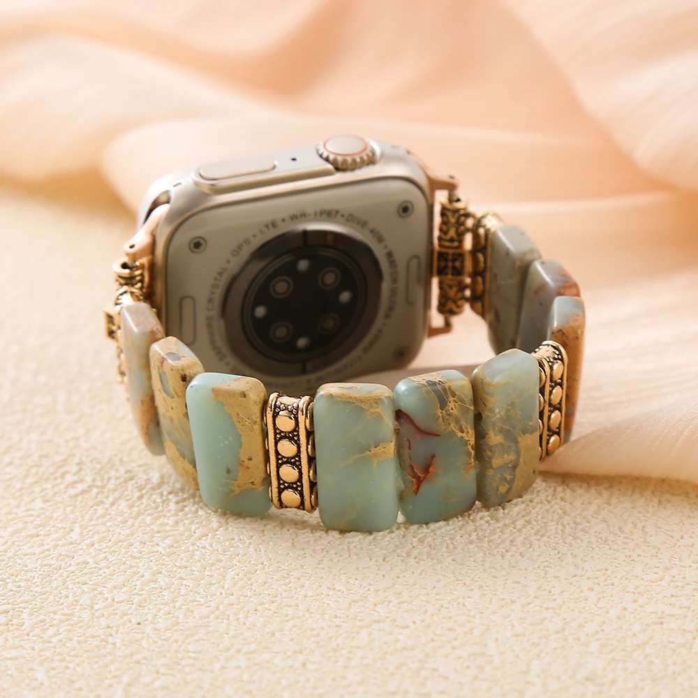 Handmade Bohemian Rectangle Stretchy Smartwatch Bands Emperor Stone Beaded Watchband Smart Watch Strap Accessories
Handmade Bohemian Rectangle Stretchy Smartwatch Bands Emperor Stone Beaded Watchband Smart Watch Strap Accessories 