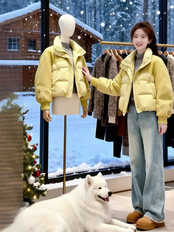 Korean Sle Warm Thi Cotton Jaet Beautiful Outerwear for Winter Commute Loose Fit Long Sve Zipper ket Pure Color
Korean Sle Warm Thi Cotton Jaet Beautiful Outerwear for Winter Commute Loose Fit Long Sve Zipper ket Pure Color