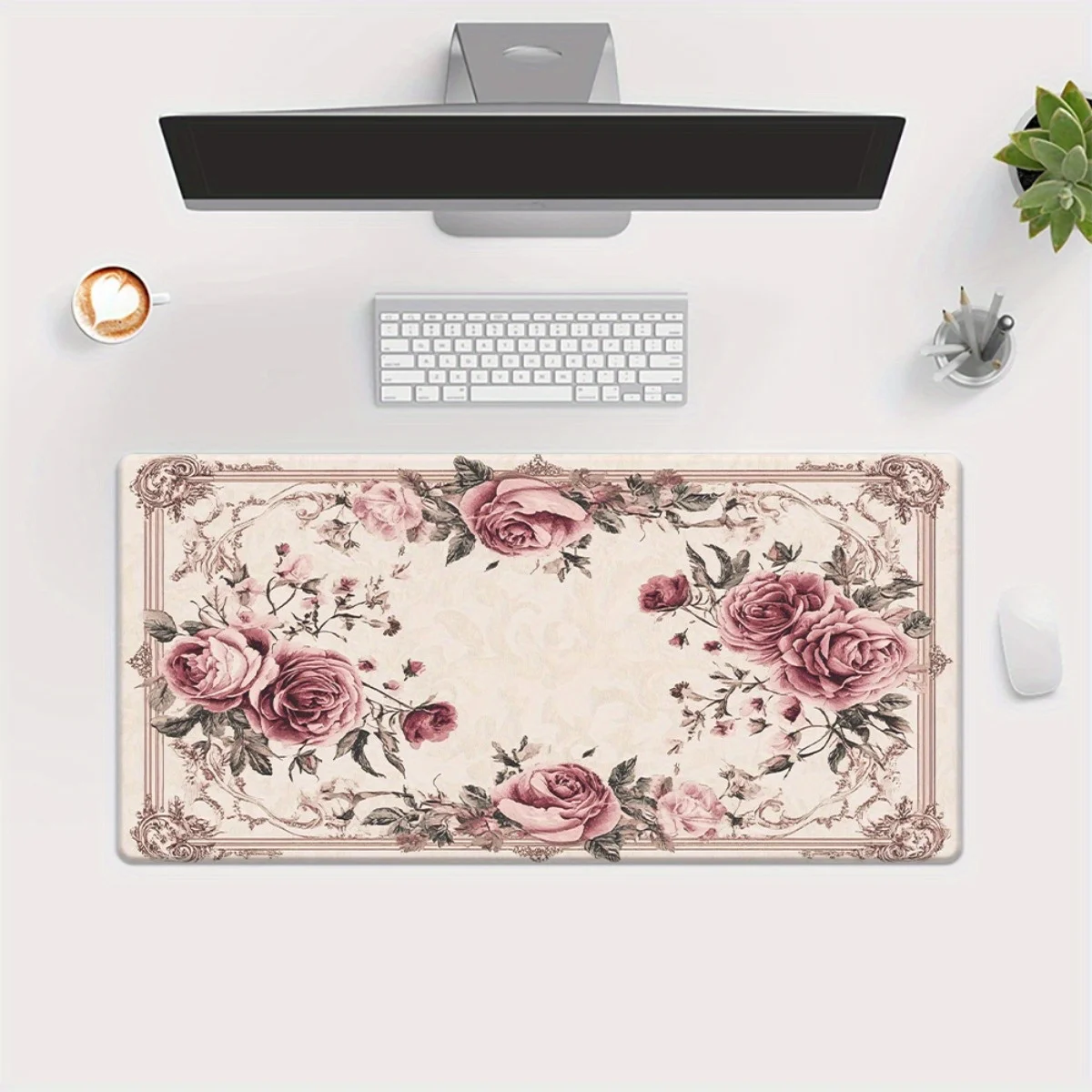 The XXL flower frame rose pattern mouse pad with anti-slip rubber base is suitable for gamers and high-quality office use
The XXL flower frame rose pattern mouse pad with anti-slip rubber base is suitable for gamers and high-quality office use
