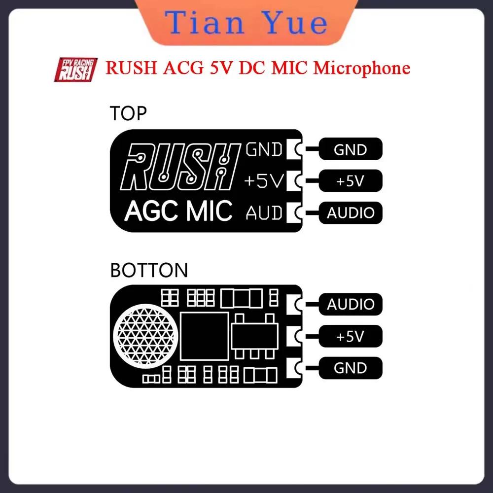 RUSH AGC 5V DC Microphone for RUSH TANK Mini FPV RC Drone Transmitter VTX - Audio Input Device
RUSH AGC 5V DC Microphone for RUSH TANK Mini FPV RC Drone Transmitter VTX - Audio Input Device