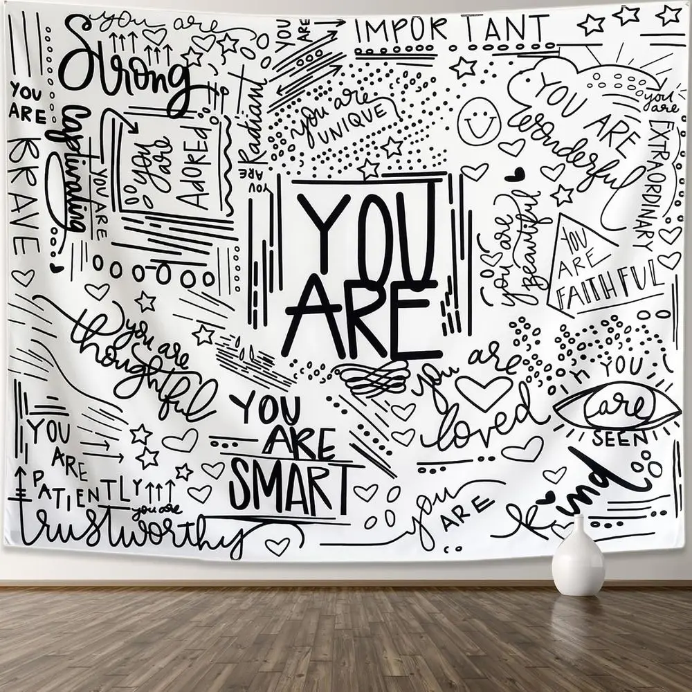Inspirational Black and White Quote Tapestry for Kids, Classroom, Dorm - Positive Wall Hanging Decor
Inspirational Black and White Quote Tapestry for Kids, Classroom, Dorm - Positive Wall Hanging Decor