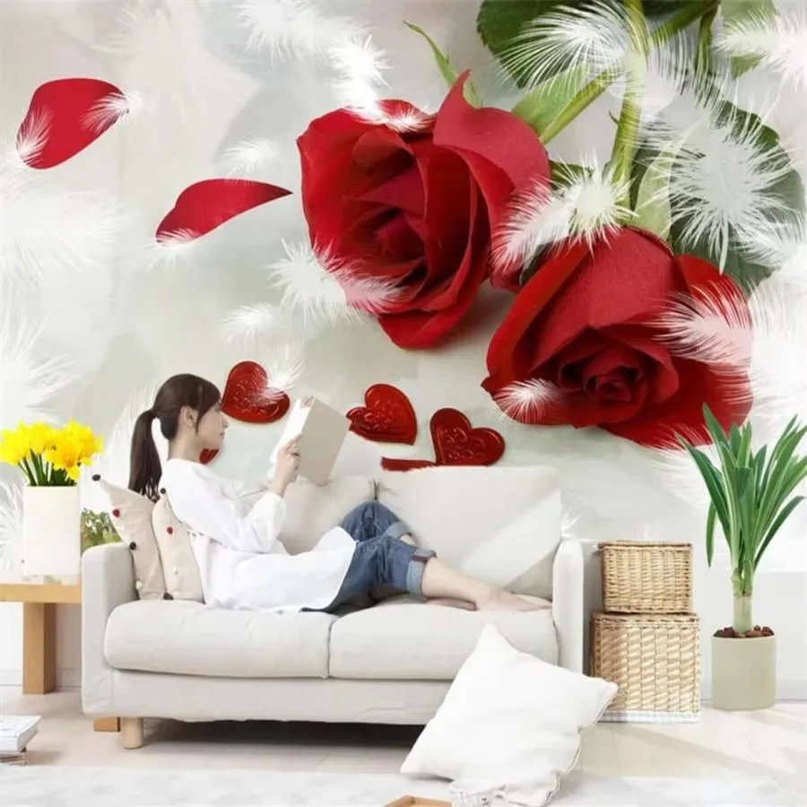 Custom wallpaper 3d photo mural stereo rose feather sofa background wall decorative painting living room wallpapers Home Decor
Custom wallpaper 3d photo mural stereo rose feather sofa background wall decorative painting living room wallpapers Home Decor