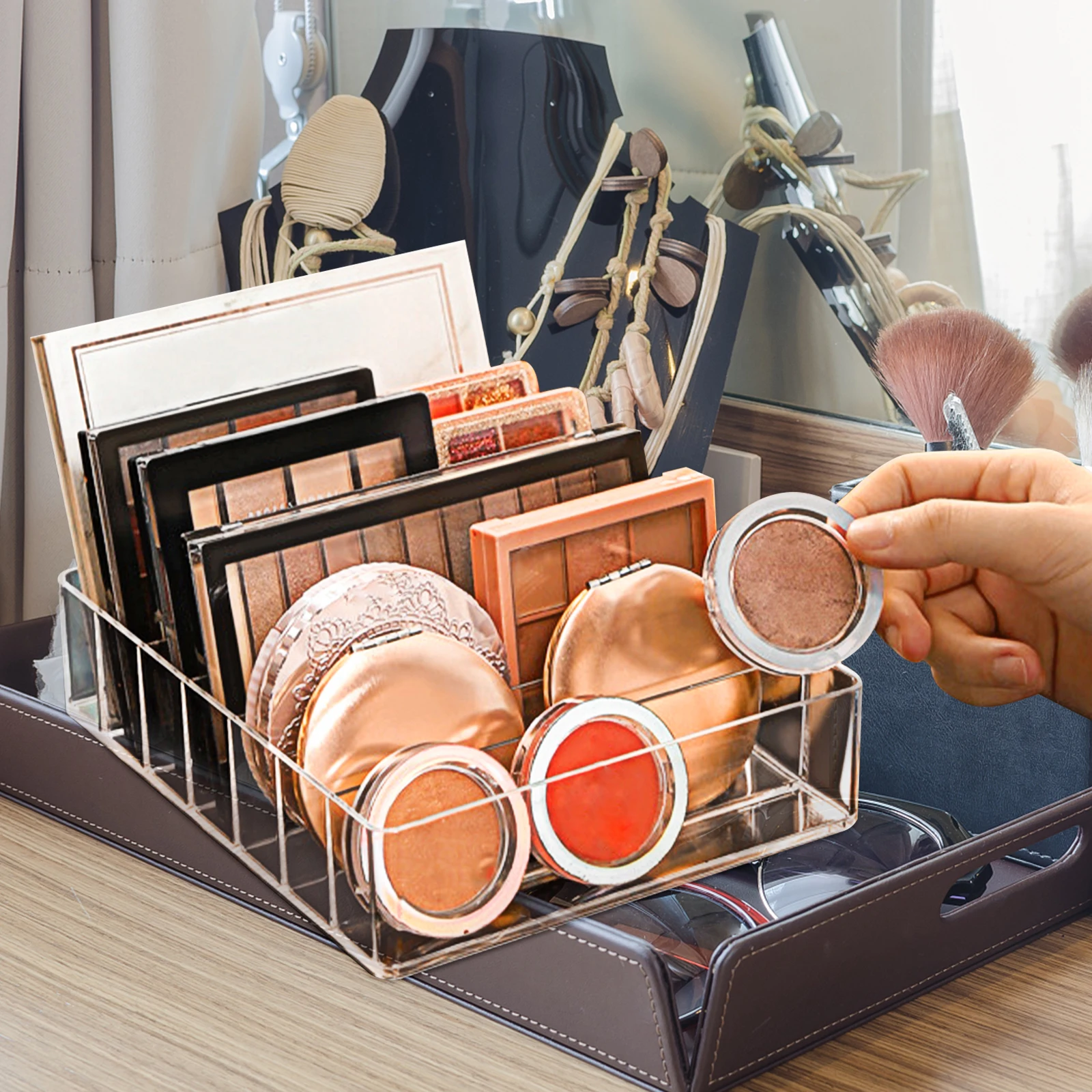 Clear Acrylic Eyeshadow Storage Rack Makeup Organizer Transparent Compartment Tray For Lipstick Stand
Clear Acrylic Eyeshadow Storage Rack Makeup Organizer Transparent Compartment Tray For Lipstick Stand