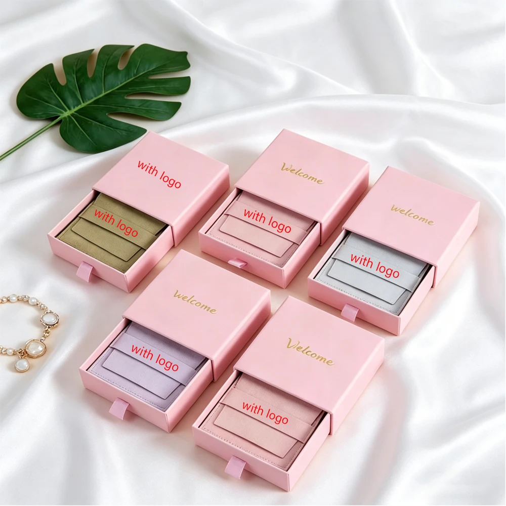 Personalization Logo 50set Earrings Drawer Boxes Pink Cardboard Jewelry Bags Luxury Wedding Gift Ring Box with Velvet Flap Pouch
Personalization Logo 50set Earrings Drawer Boxes Pink Cardboard Jewelry Bags Luxury Wedding Gift Ring Box with Velvet Flap Pouch