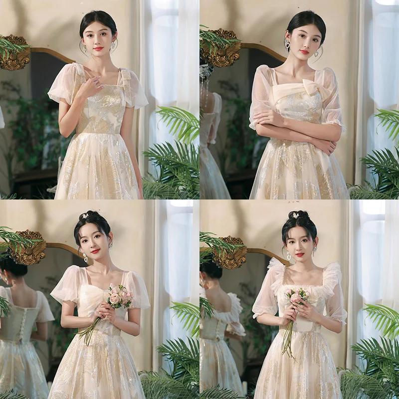Maids of Long Gown Wedding Banquet Sister up Dres Women's Ele Slimming Performance Clothes Winter Season
Maids of Long Gown Wedding Banquet Sister up Dres Women's Ele Slimming Performance Clothes Winter Season