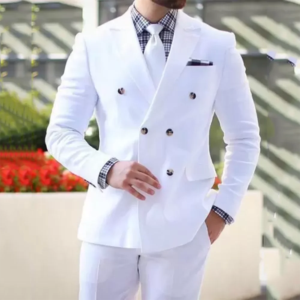 White Suits Slim Groom Wear Business Casual Suit For Men Wedding Groom Tuxedos Peak Lapel 2 Piece (Blazer+ Pants)Costume Homme
White Suits Slim Groom Wear Business Casual Suit For Men Wedding Groom Tuxedos Peak Lapel 2 Piece (Blazer+ Pants)Costume Homme