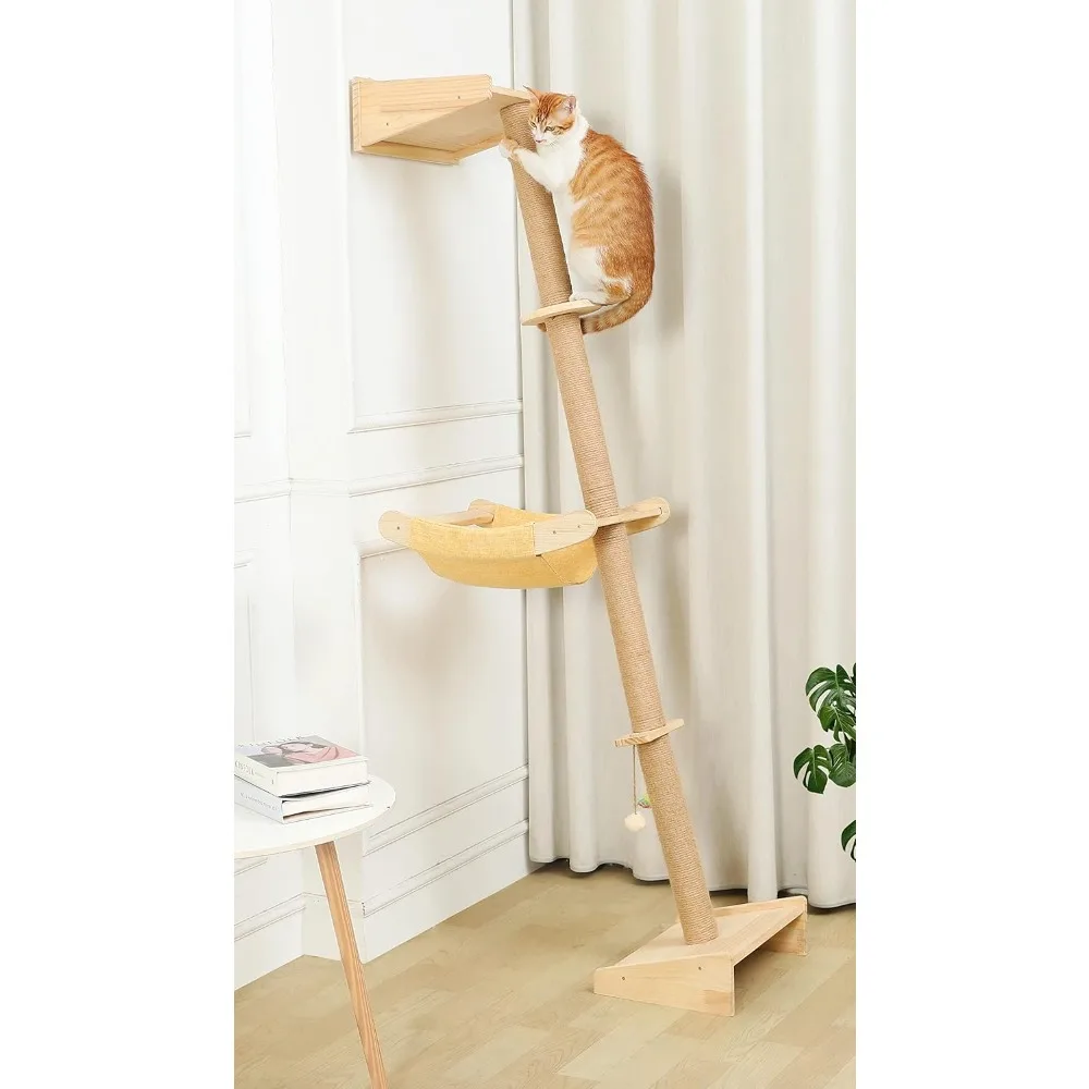 Wall Cat Tree with Hammock, 76" Tall Cat Wall Furniture Lean Against Wall Cats Climbing Tower for Active Indoor Climbers with Si
Wall Cat Tree with Hammock, 76" Tall Cat Wall Furniture Lean Against Wall Cats Climbing Tower for Active Indoor Climbers with Si