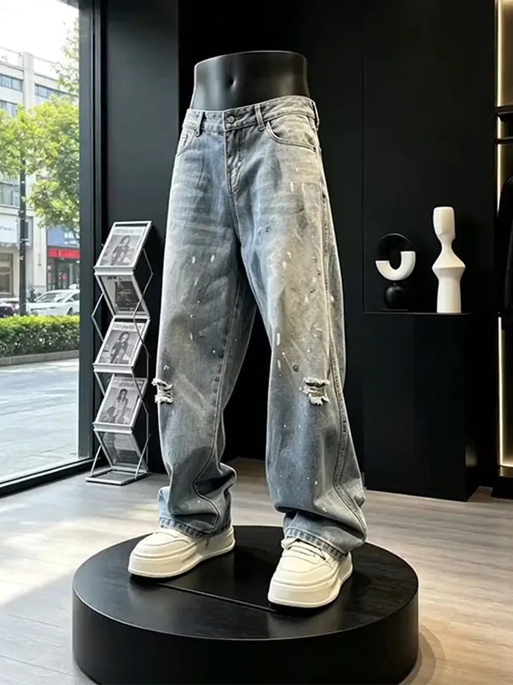 Blue Washed out Knife Leg Jeans Men's Casual Wide Leg Pants Straight Cut Trousers American Trendy Brand Youth Summer Wear
Blue Washed out Knife Leg Jeans Men's Casual Wide Leg Pants Straight Cut Trousers American Trendy Brand Youth Summer Wear