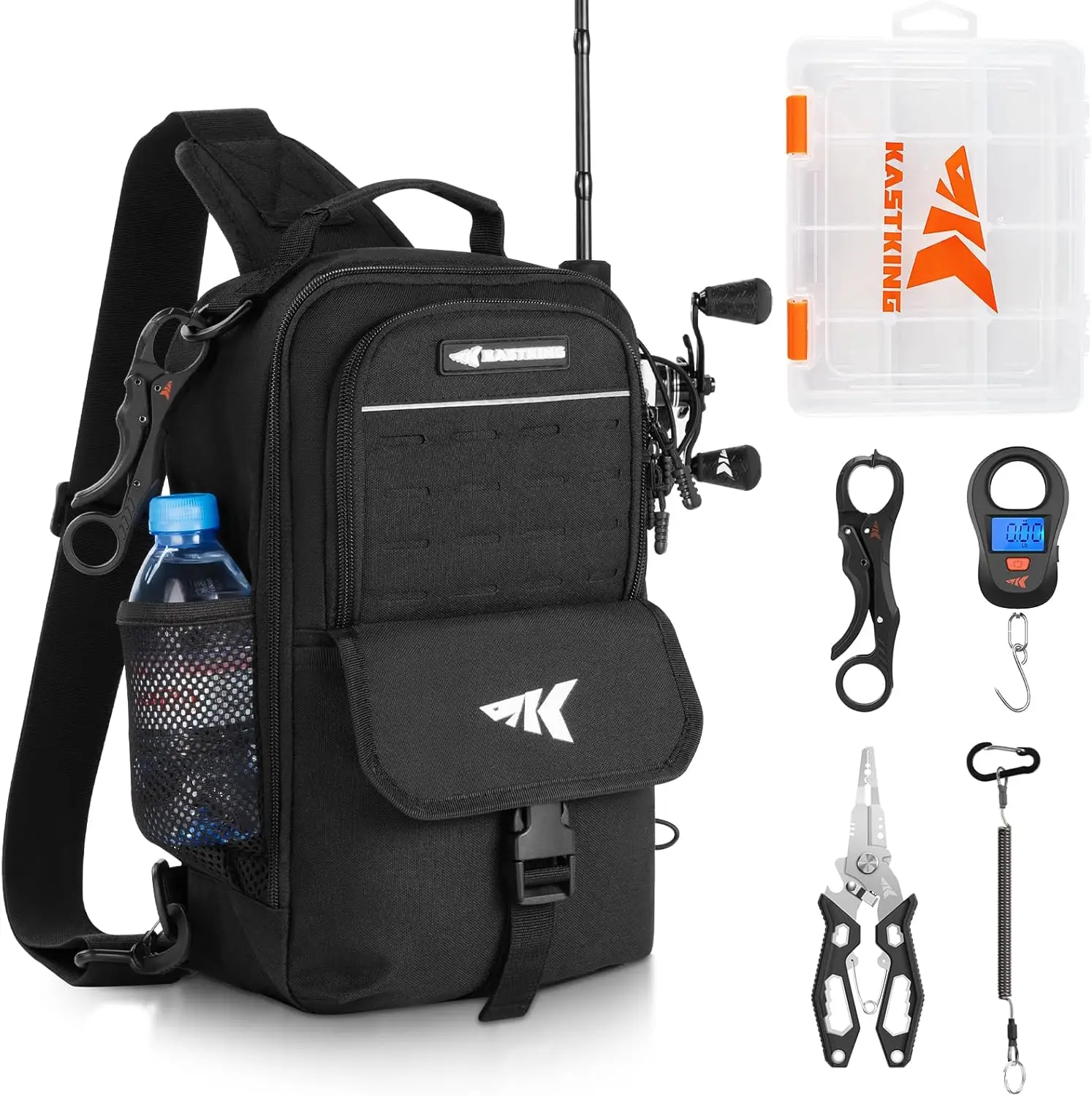 Fishing Sling Bag & Tool Set with Scale, 7' Pliers, Waterproof Tackle Box - Essential Gear for Men
Fishing Sling Bag & Tool Set with Scale, 7' Pliers, Waterproof Tackle Box - Essential Gear for Men
