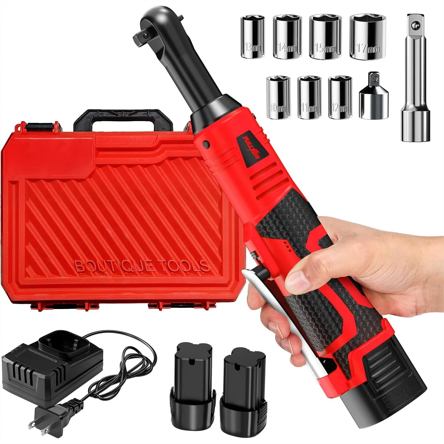 Cordless Ratchet Wrench Set 40 Ft-lbs 550 RPM 16.8V with 2 Batteries and Fast Charger
Cordless Ratchet Wrench Set 40 Ft-lbs 550 RPM 16.8V with 2 Batteries and Fast Charger