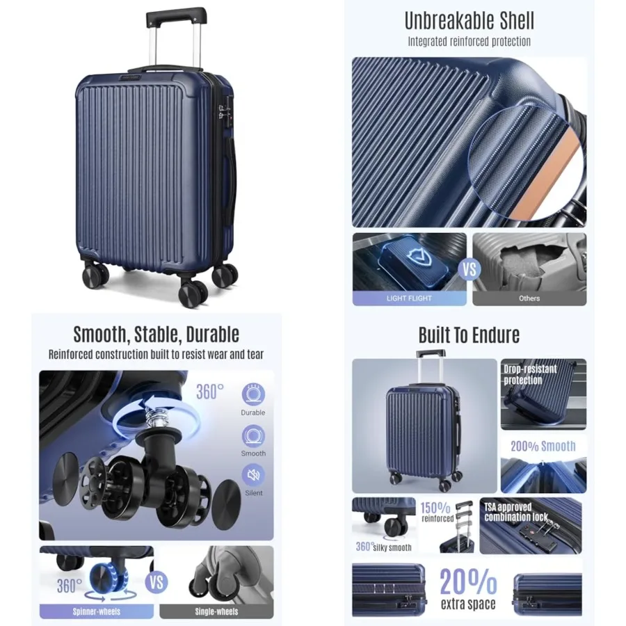 Carry On Luggage 22x14x9 Airle Approved, Durable Hard Shell Carry On Suitcases with Wheels, Expandable Hardside Lightweight Tra
Carry On Luggage 22x14x9 Airle Approved, Durable Hard Shell Carry On Suitcases with Wheels, Expandable Hardside Lightweight Tra