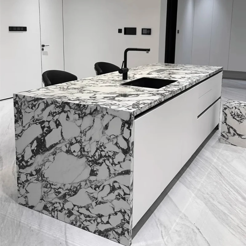 Open kitchen rock slab bar table dining table integrated custom sofa rear light luxury mid-island table
Open kitchen rock slab bar table dining table integrated custom sofa rear light luxury mid-island table