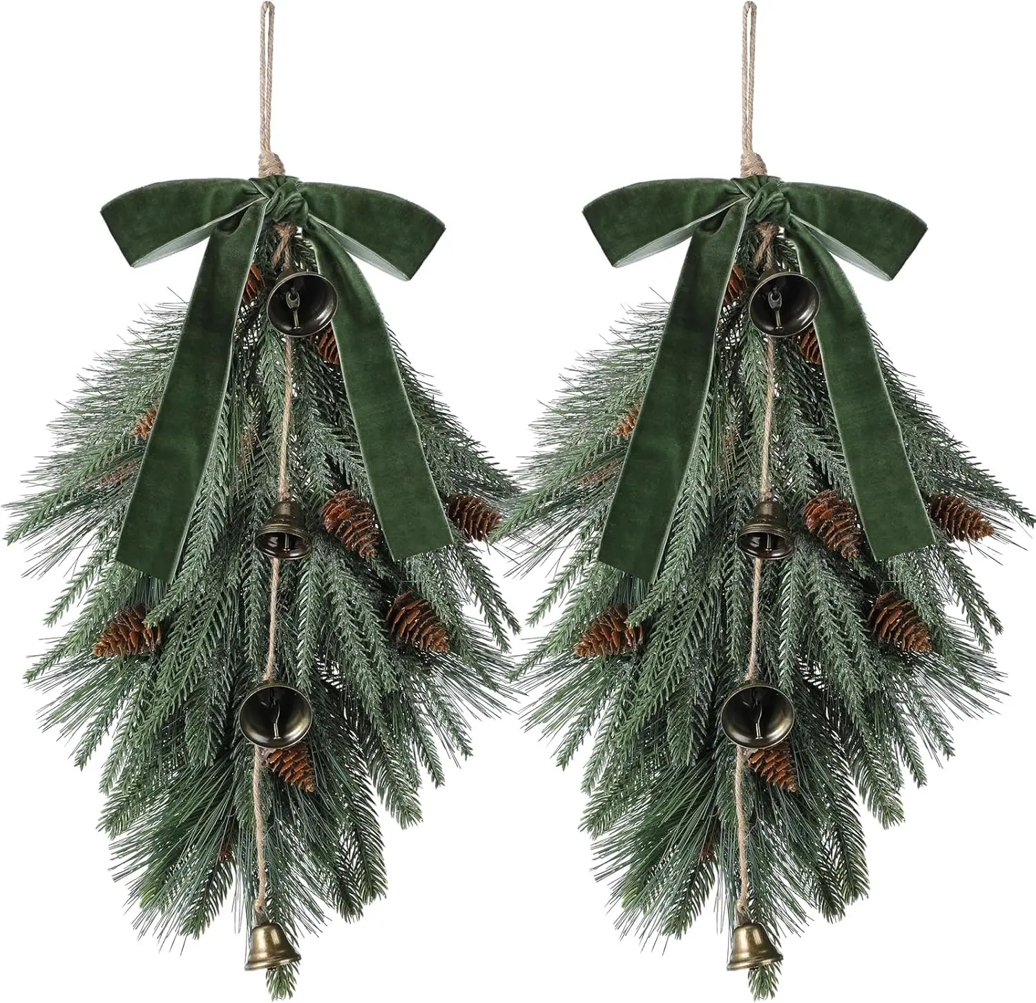 Shihanee 2-Pack 24" Rustic Christmas Swags, Artificial Norfolk Pine Garland with Bell & Bow for Door & Mantle (Green)
Shihanee 2-Pack 24" Rustic Christmas Swags, Artificial Norfolk Pine Garland with Bell & Bow for Door & Mantle (Green)