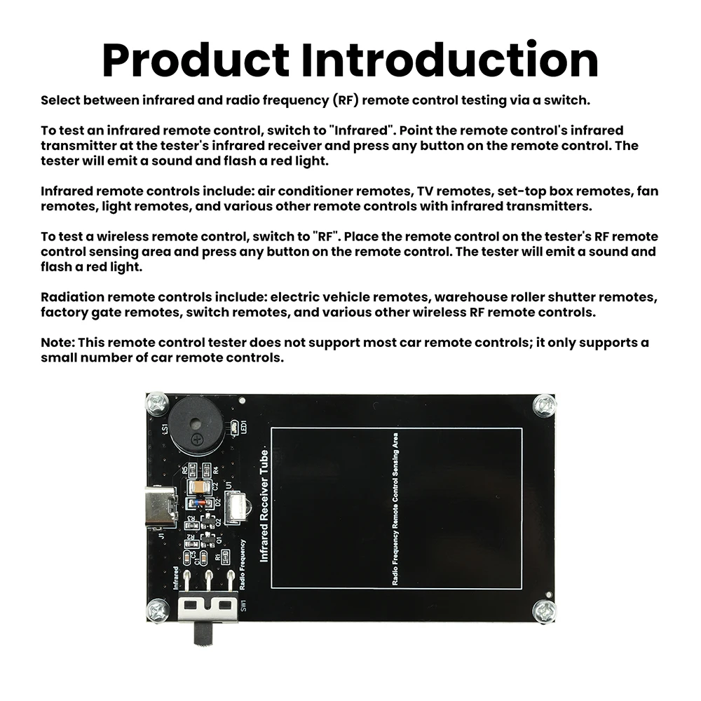 DC 5V Infrared Remote Control RF Detection Module Wireless Remote Control Testing Board Type C Home Appliances Electric Vehicle
DC 5V Infrared Remote Control RF Detection Module Wireless Remote Control Testing Board Type C Home Appliances Electric Vehicle