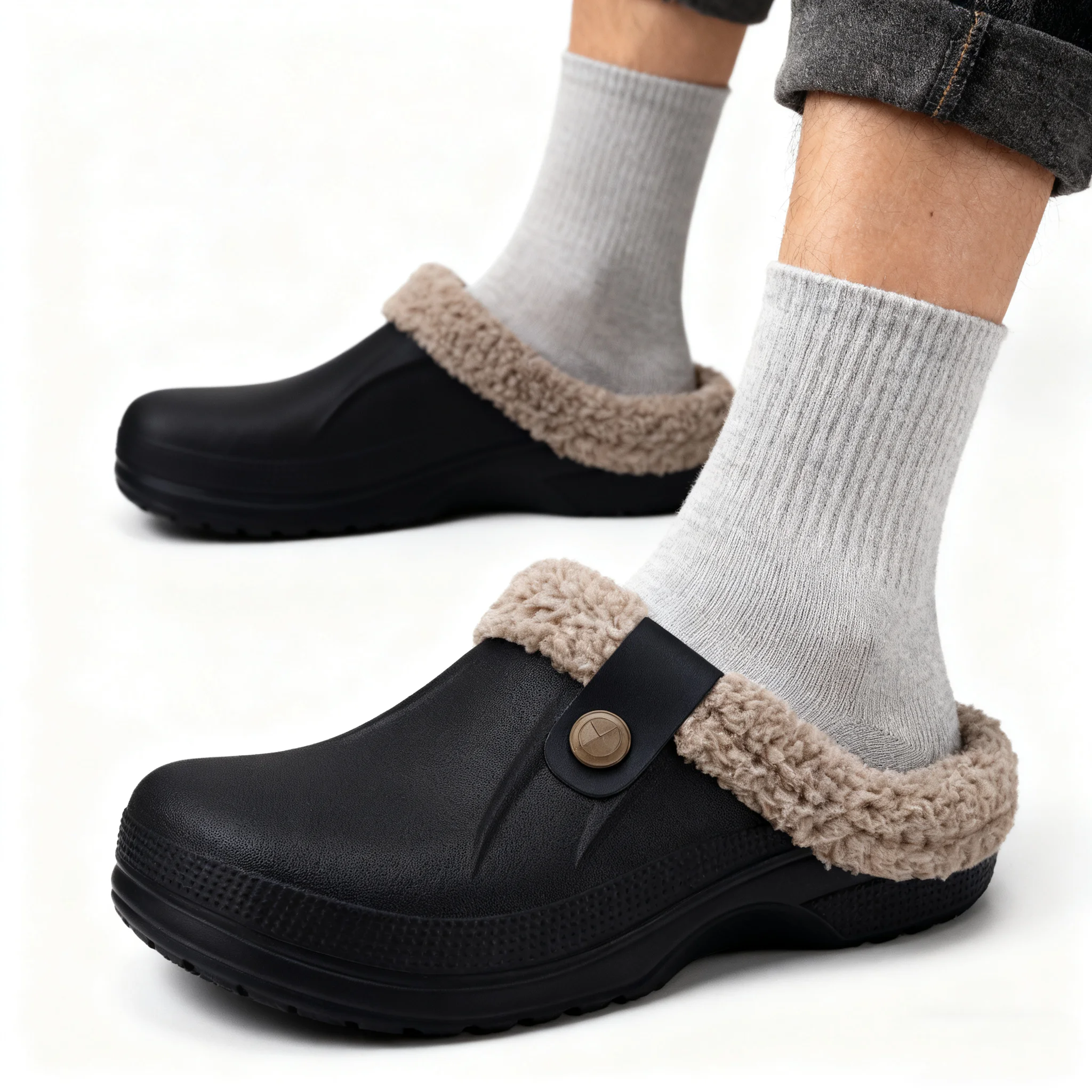 Evshine Men's Winter Fuzzy Clogs Outdoor Classic Waterproof Plush Lined Garden Shoes Women Fur Slides Warm Fluffy House Slippers
Evshine Men's Winter Fuzzy Clogs Outdoor Classic Waterproof Plush Lined Garden Shoes Women Fur Slides Warm Fluffy House Slippers