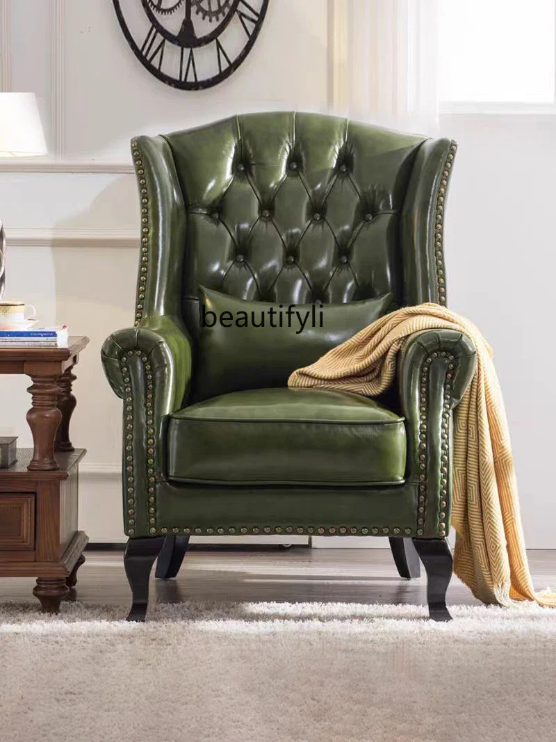 YH13 American Retro Solid Wood Sofa Chair Genuine Leather Pull Buckle Villa Living Room Oil Wax Leather Sofa
YH13 American Retro Solid Wood Sofa Chair Genuine Leather Pull Buckle Villa Living Room Oil Wax Leather Sofa