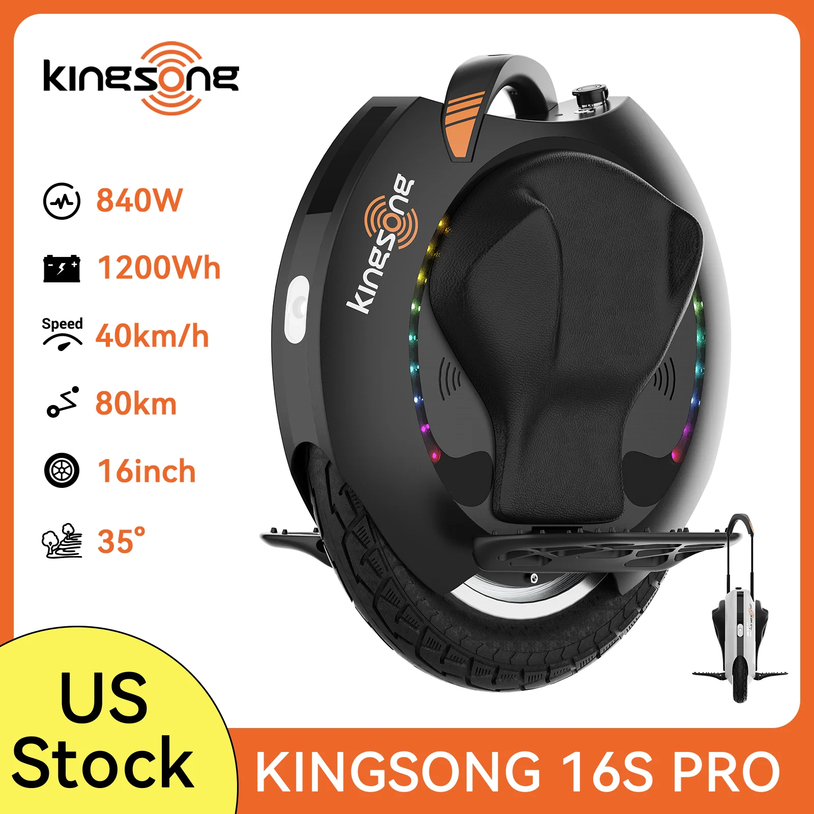 KINGSONG 16SPro Electric Unicycle: 50-Mile Range&16" Self-Balancing Wheel. Built for Adult Riders Who Demand Power and Distance
KINGSONG 16SPro Electric Unicycle: 50-Mile Range&16" Self-Balancing Wheel. Built for Adult Riders Who Demand Power and Distance